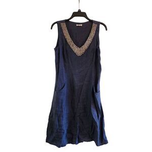 Lina Tomei linen dress size extra small blue